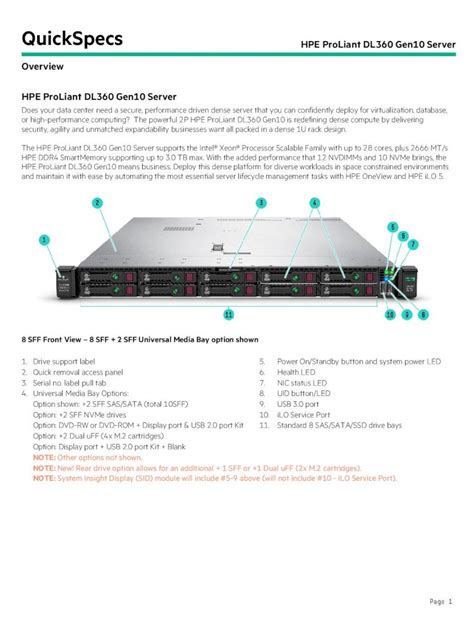 hpe quickspecs|HPE ProLiant DL360 Gen10 Server .